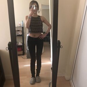 Paisley Crop Top Tank Button Back Size M